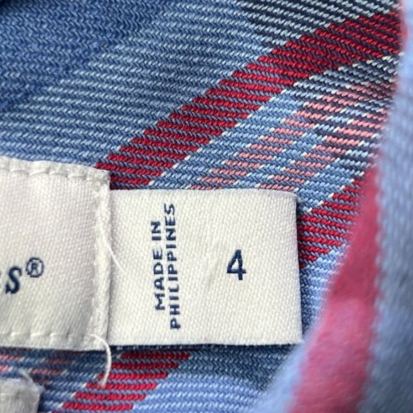 Vineyard Vines Shirt Womens 4 Long Sleeve Plaid Flannel Button Up Relaxed Blue - Picture 5 of 9